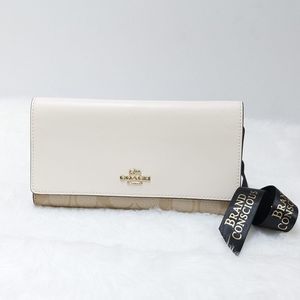 Coach Slim Trifold Wallet In Signature Canvas